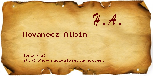 Hovanecz Albin névjegykártya